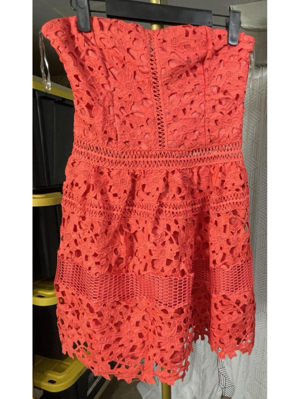 Romeo + Juliet Couture Coral Lace Strapless Dress Medium Juniors Boho Cocktail